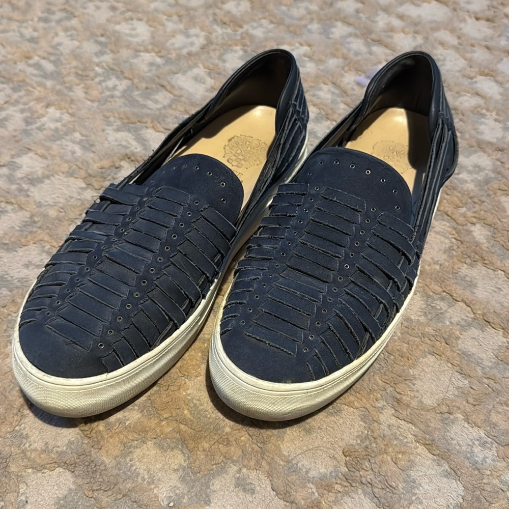 Gently used Vince Camuto woven genuine leather platform slip on sneakers 8.5